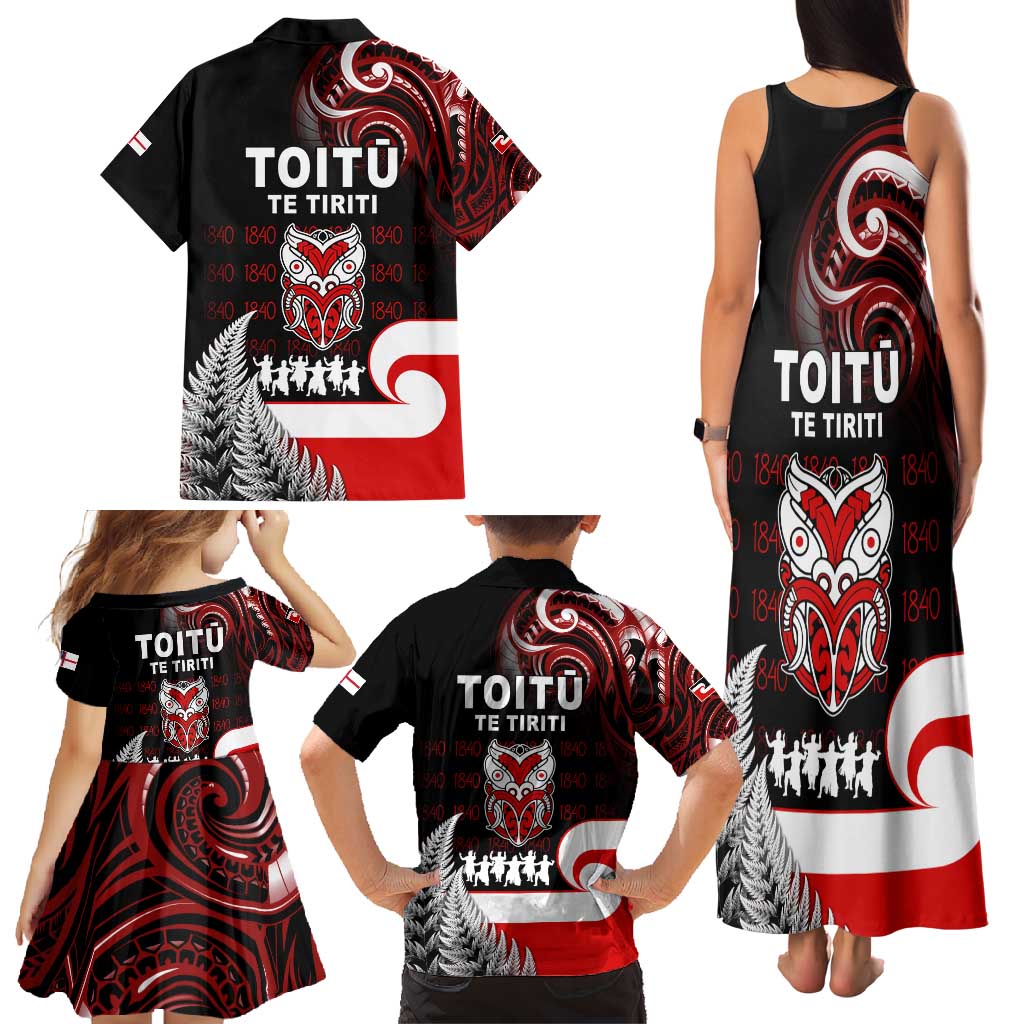 Aotearoa Toitu He Whakaputanga Family Matching Tank Maxi Dress and Hawaiian Shirt Toitu Te Tiriti O Waitangi LT05 - Polynesian Pride