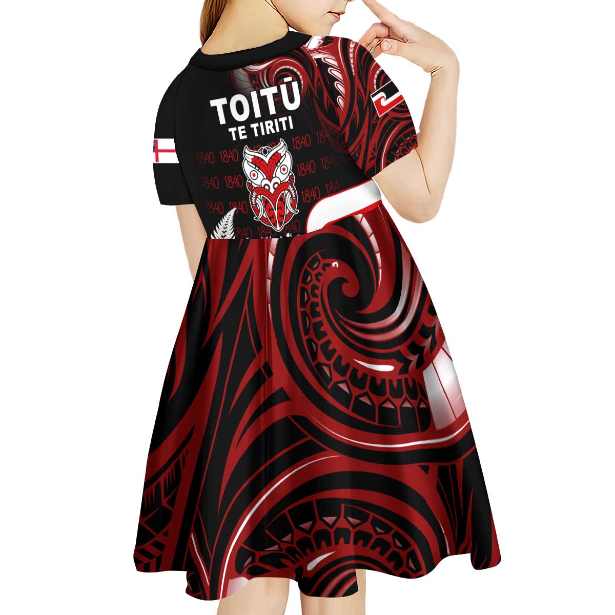 Aotearoa Toitu He Whakaputanga Kid Short Sleeve Dress Toitu Te Tiriti O Waitangi LT05 - Polynesian Pride
