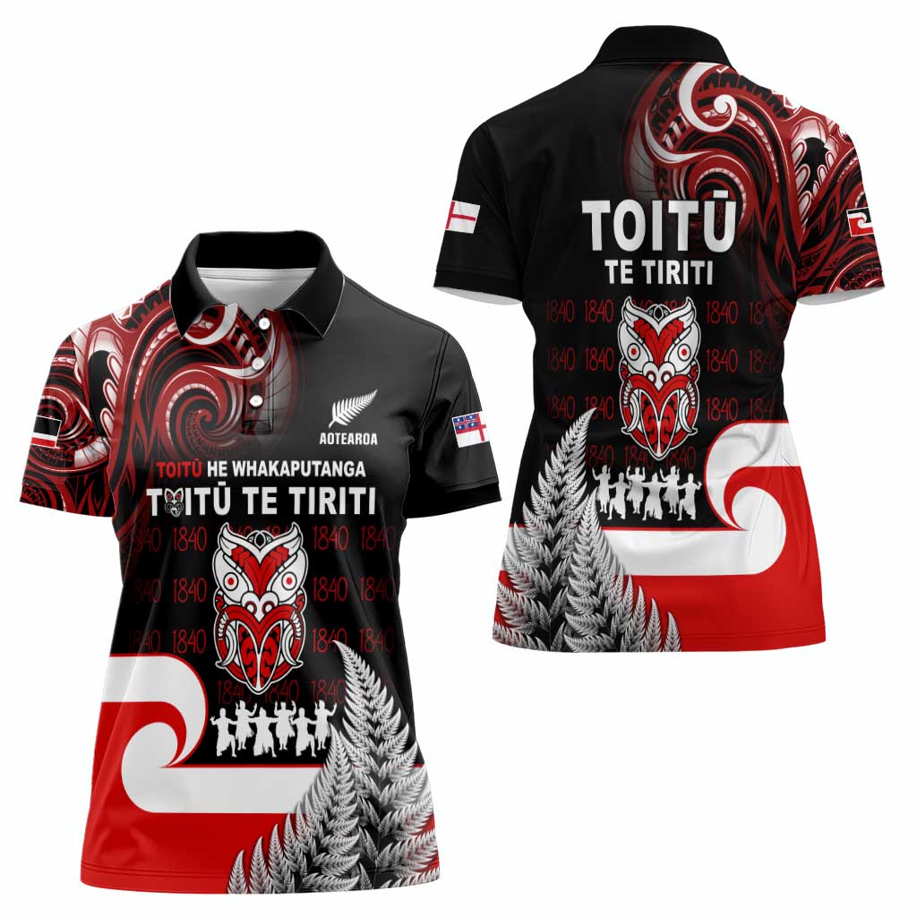 Aotearoa Toitu He Whakaputanga Women Polo Shirt Toitu Te Tiriti O Waitangi LT05 - Polynesian Pride