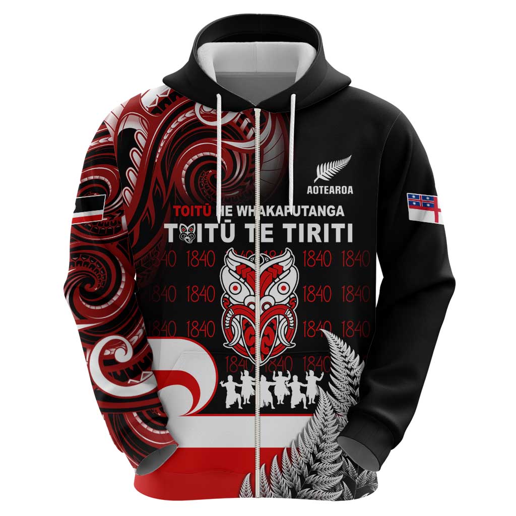 Aotearoa Toitu He Whakaputanga Zip Hoodie Toitu Te Tiriti O Waitangi LT05 - Polynesian Pride