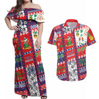 Wallis And Futuna Christmas Couples Matching Off Shoulder Maxi Dress and Hawaiian Shirt Festive Beach Vibes - Polynesian Pride