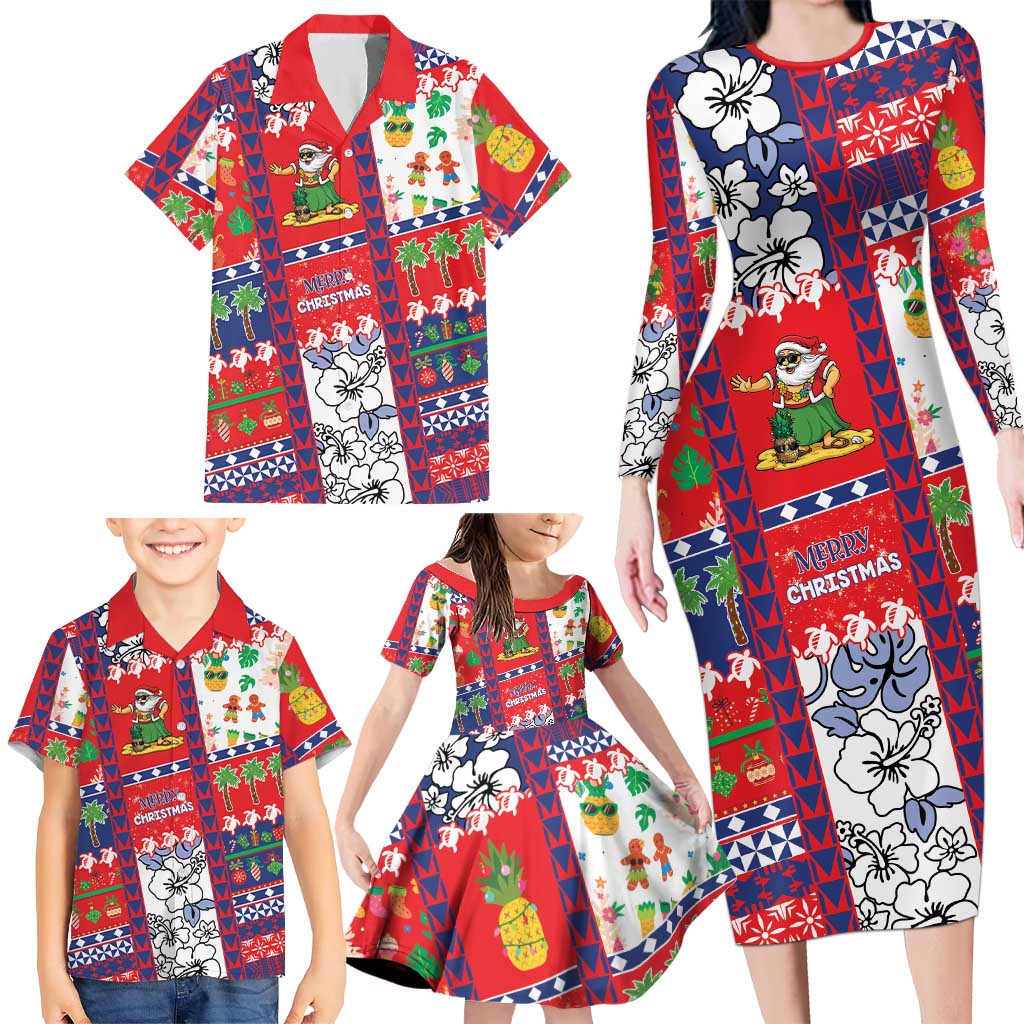 Wallis And Futuna Christmas Family Matching Long Sleeve Bodycon Dress and Hawaiian Shirt Festive Beach Vibes - Polynesian Pride