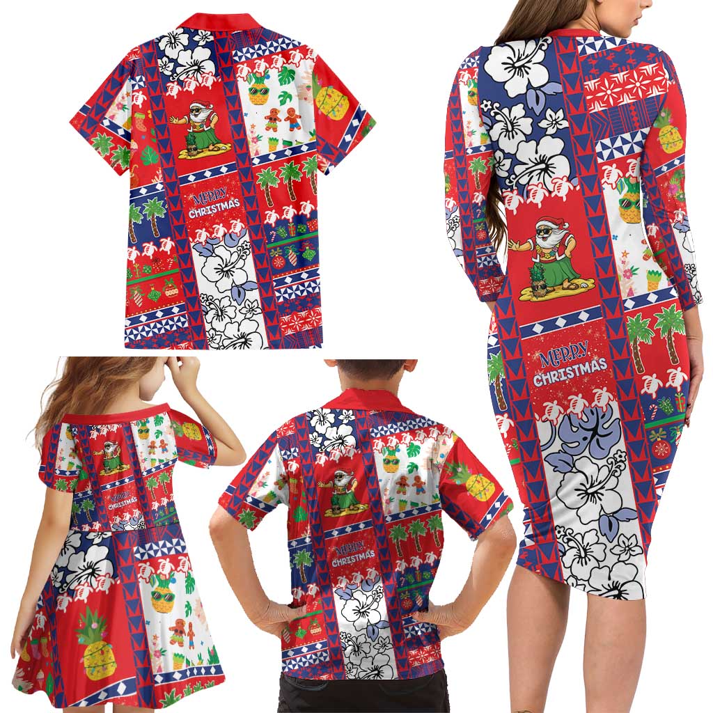 Wallis And Futuna Christmas Family Matching Long Sleeve Bodycon Dress and Hawaiian Shirt Festive Beach Vibes LT05 - Polynesian Pride