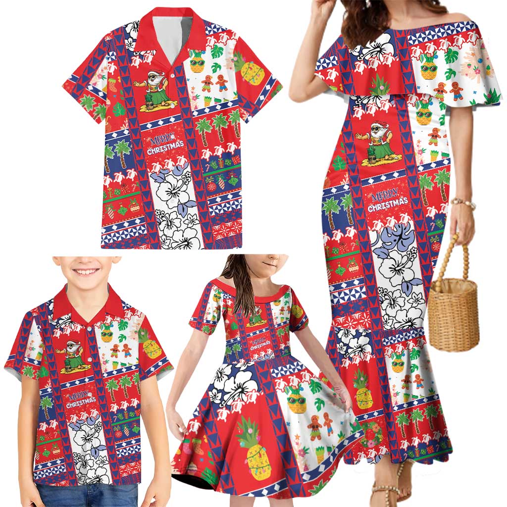 Wallis And Futuna Christmas Family Matching Mermaid Dress and Hawaiian Shirt Festive Beach Vibes LT05 - Polynesian Pride