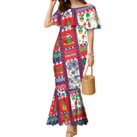 Wallis And Futuna Christmas Family Matching Mermaid Dress and Hawaiian Shirt Festive Beach Vibes LT05 Mom's Dress Red - Polynesian Pride