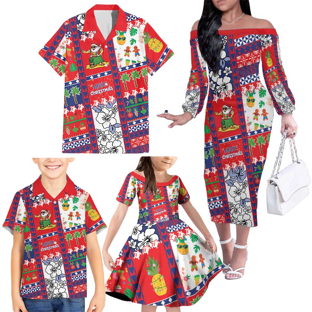 Wallis And Futuna Christmas Family Matching Off The Shoulder Long Sleeve Dress and Hawaiian Shirt Festive Beach Vibes LT05 - Polynesian Pride