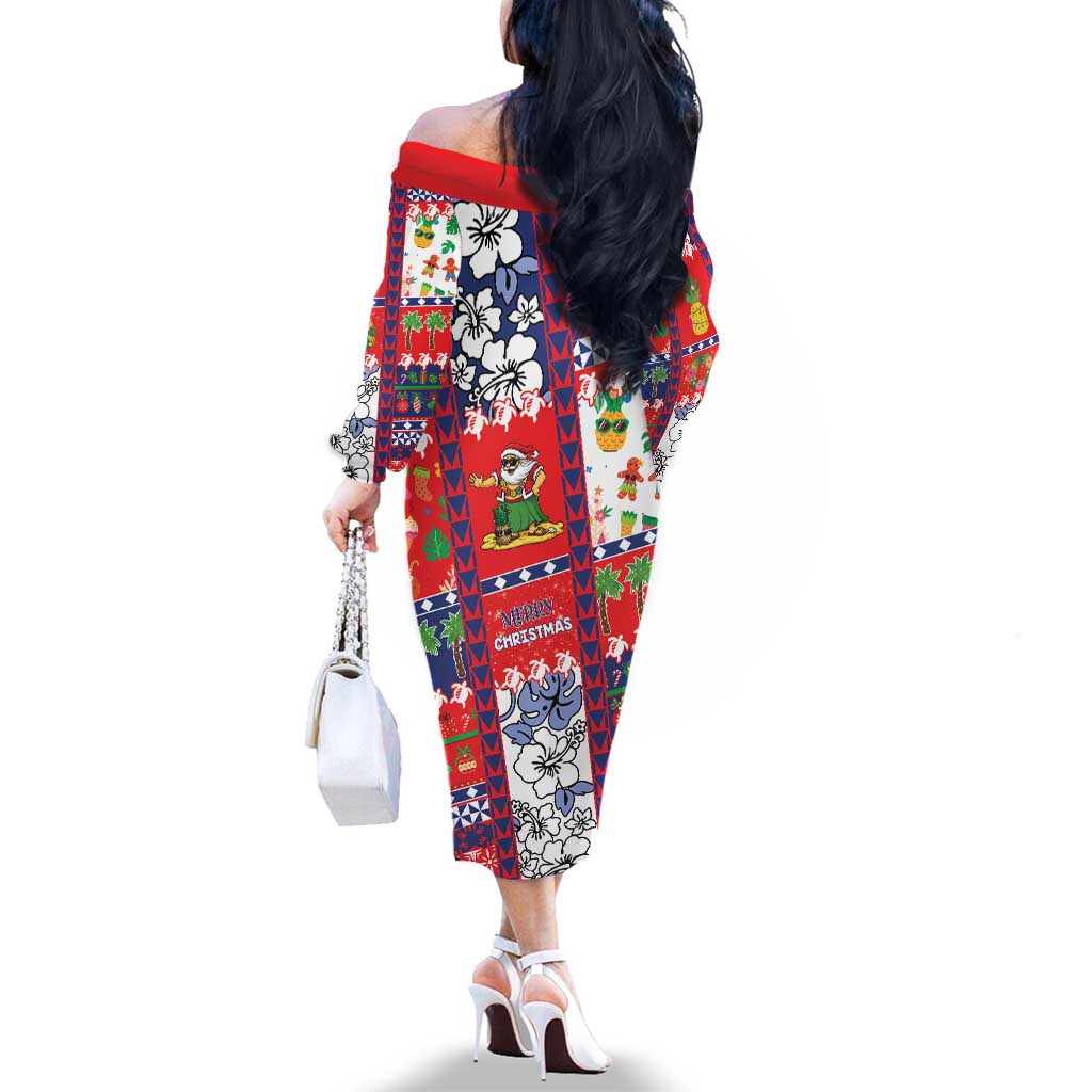 Wallis And Futuna Christmas Family Matching Off The Shoulder Long Sleeve Dress and Hawaiian Shirt Festive Beach Vibes LT05 - Polynesian Pride