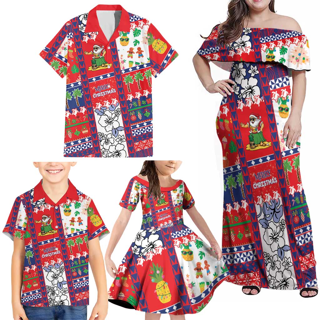 Wallis And Futuna Christmas Family Matching Off Shoulder Maxi Dress and Hawaiian Shirt Festive Beach Vibes LT05 - Polynesian Pride