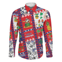 Wallis And Futuna Christmas Family Matching Off Shoulder Maxi Dress and Hawaiian Shirt Festive Beach Vibes LT05 Dad's Shirt - Long Sleeve Red - Polynesian Pride