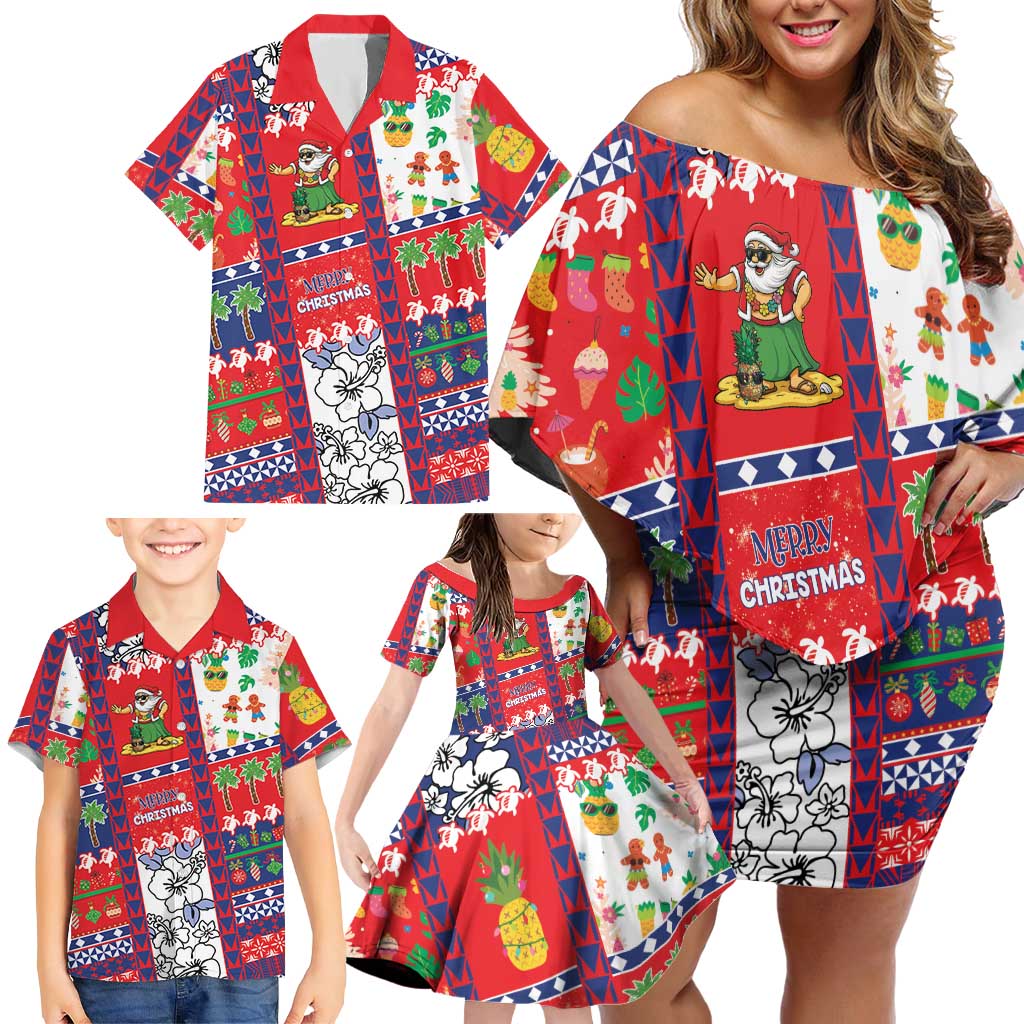Wallis And Futuna Christmas Family Matching Off Shoulder Short Dress and Hawaiian Shirt Festive Beach Vibes LT05 - Polynesian Pride