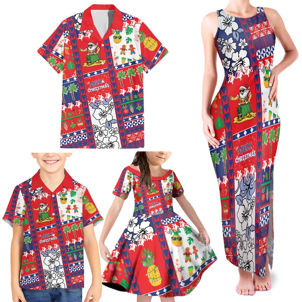 Wallis And Futuna Christmas Family Matching Tank Maxi Dress and Hawaiian Shirt Festive Beach Vibes LT05 - Polynesian Pride