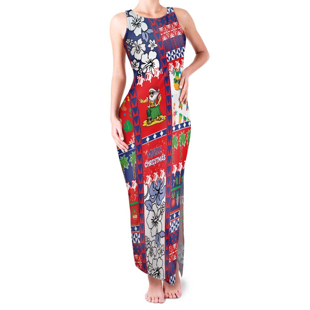 Wallis And Futuna Christmas Family Matching Tank Maxi Dress and Hawaiian Shirt Festive Beach Vibes LT05 Mom's Dress Red - Polynesian Pride