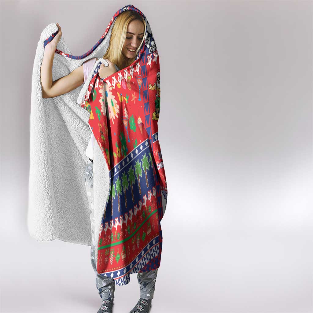 Wallis And Futuna Christmas Hooded Blanket Festive Beach Vibes - Polynesian Pride