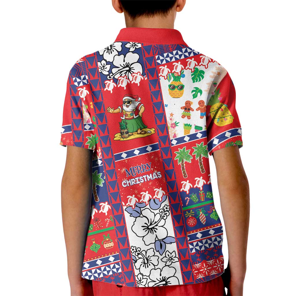 Wallis And Futuna Christmas Kid Polo Shirt Festive Beach Vibes - Polynesian Pride