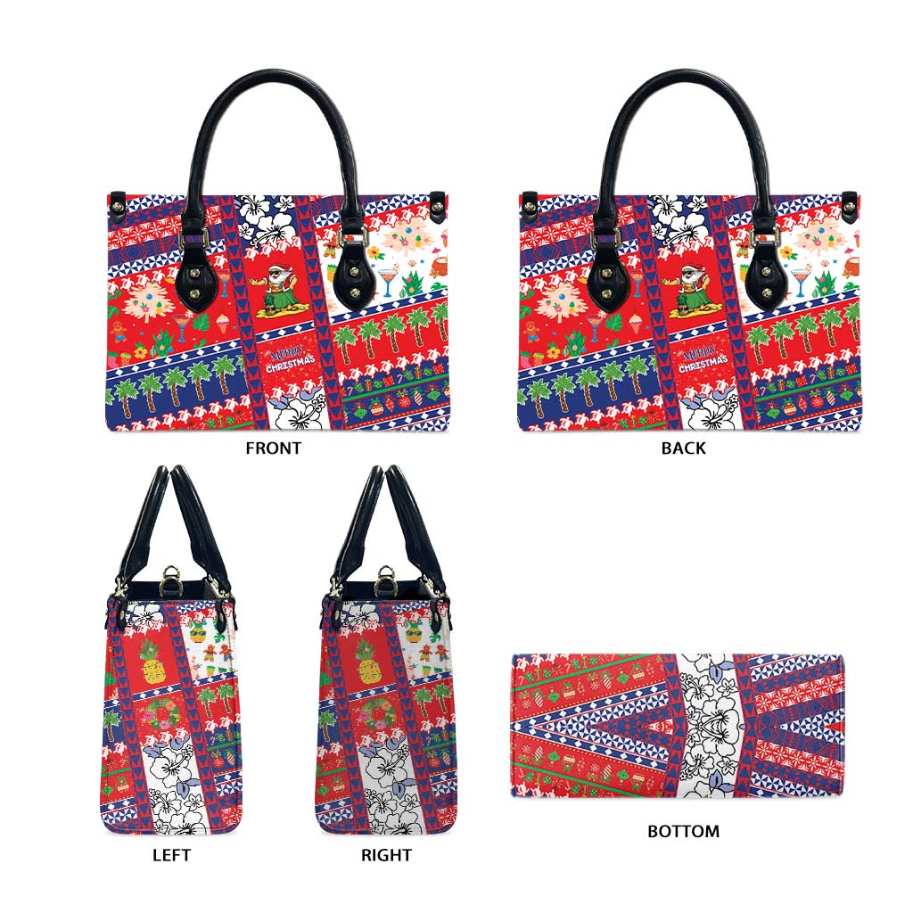 Wallis And Futuna Christmas Leather Bag Festive Beach Vibes - Polynesian Pride