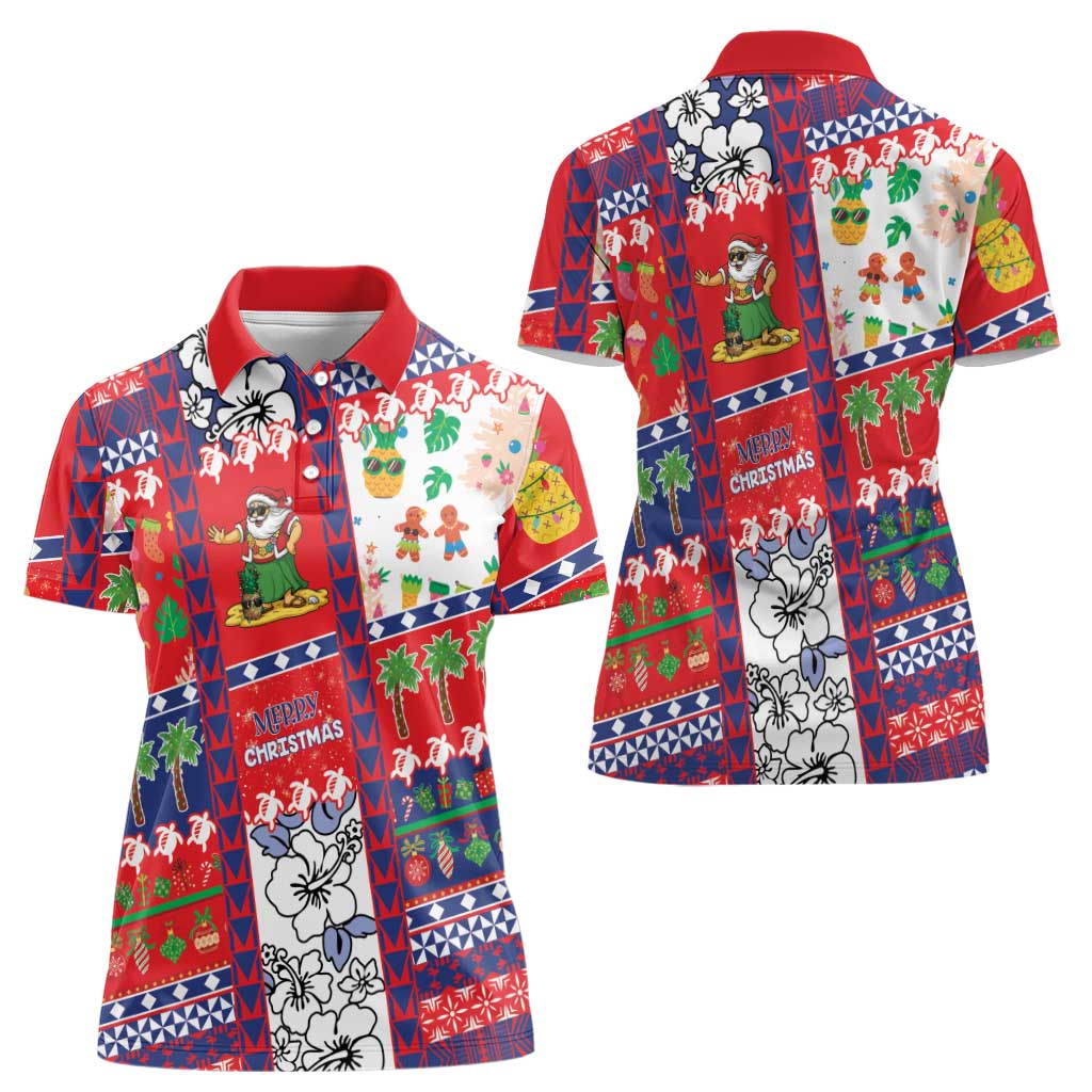 Wallis And Futuna Christmas Women Polo Shirt Festive Beach Vibes - Polynesian Pride