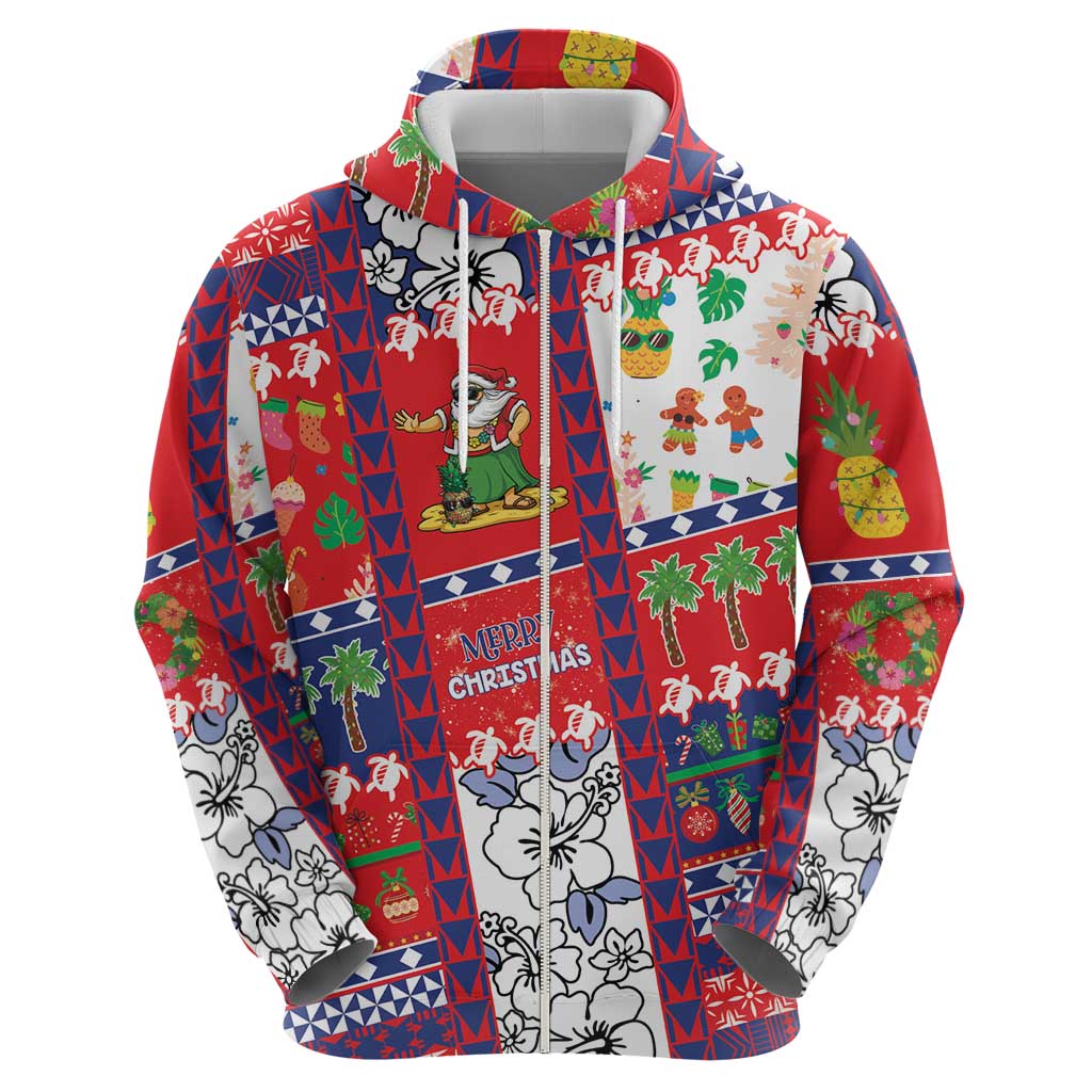 Wallis And Futuna Christmas Zip Hoodie Festive Beach Vibes LT05 - Polynesian Pride