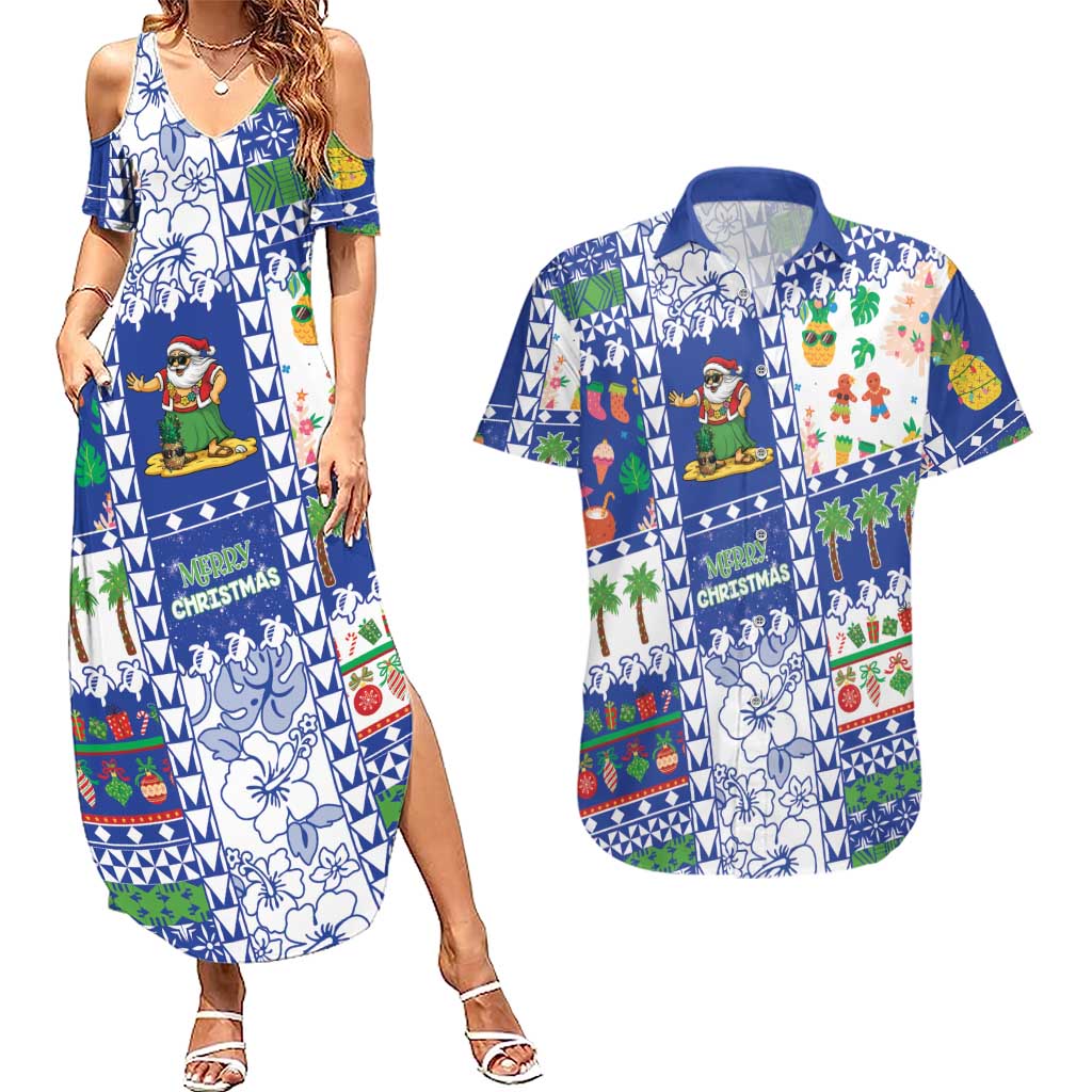 Northern Mariana Islands Christmas Couples Matching Summer Maxi Dress and Hawaiian Shirt Festive Beach Vibes - Polynesian Pride