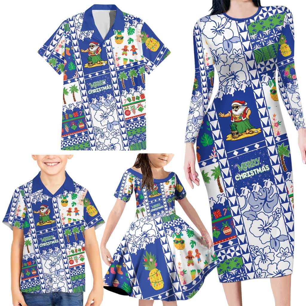 Northern Mariana Islands Christmas Family Matching Long Sleeve Bodycon Dress and Hawaiian Shirt Festive Beach Vibes - Polynesian Pride