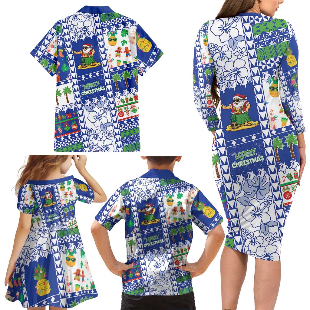 Northern Mariana Islands Christmas Family Matching Long Sleeve Bodycon Dress and Hawaiian Shirt Festive Beach Vibes LT05 - Polynesian Pride
