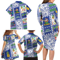 Northern Mariana Islands Christmas Family Matching Long Sleeve Bodycon Dress and Hawaiian Shirt Festive Beach Vibes LT05 - Polynesian Pride