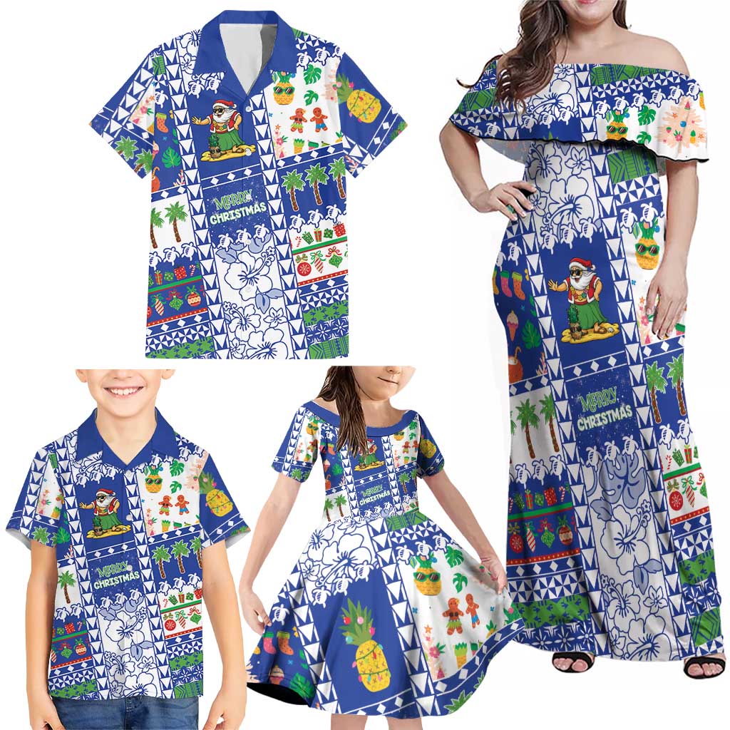 Northern Mariana Islands Christmas Family Matching Off Shoulder Maxi Dress and Hawaiian Shirt Festive Beach Vibes LT05 - Polynesian Pride
