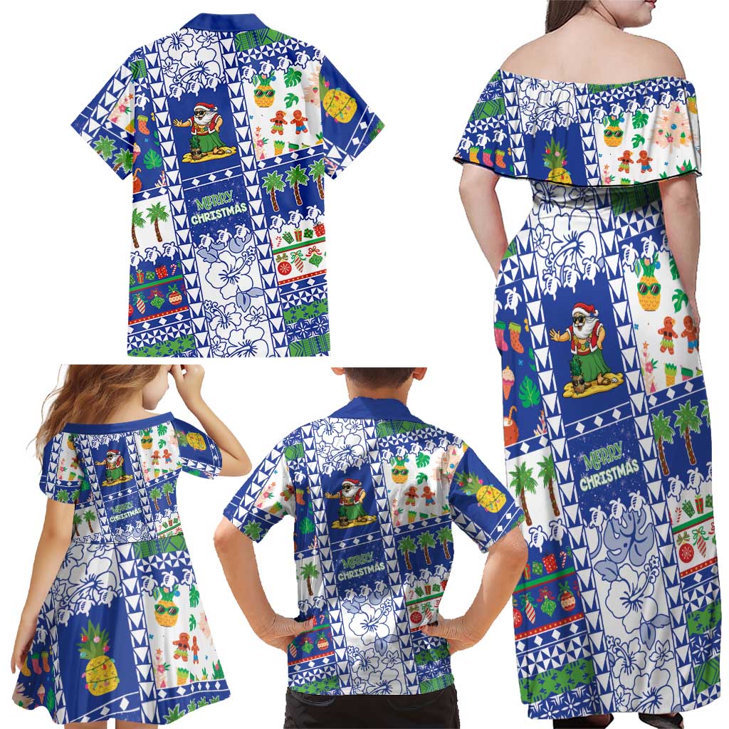 Northern Mariana Islands Christmas Family Matching Off Shoulder Maxi Dress and Hawaiian Shirt Festive Beach Vibes LT05 - Polynesian Pride