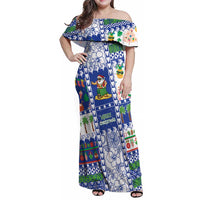 Northern Mariana Islands Christmas Family Matching Off Shoulder Maxi Dress and Hawaiian Shirt Festive Beach Vibes LT05 Mom's Dress Blue - Polynesian Pride