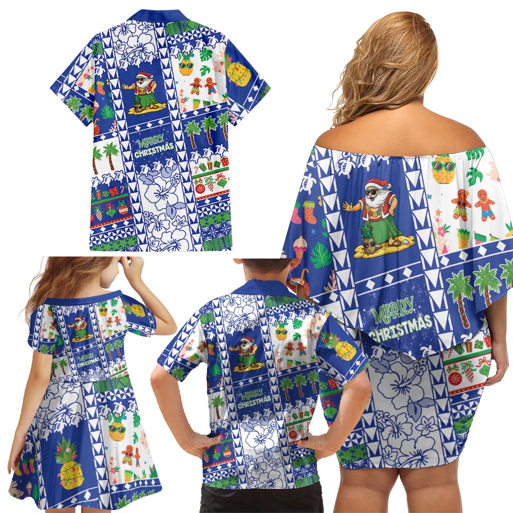 Northern Mariana Islands Christmas Family Matching Off Shoulder Short Dress and Hawaiian Shirt Festive Beach Vibes LT05 - Polynesian Pride