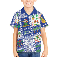 Northern Mariana Islands Christmas Family Matching Off Shoulder Short Dress and Hawaiian Shirt Festive Beach Vibes LT05 Son's Shirt Blue - Polynesian Pride