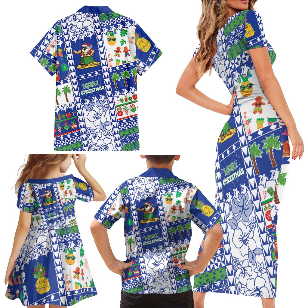 Northern Mariana Islands Christmas Family Matching Short Sleeve Bodycon Dress and Hawaiian Shirt Festive Beach Vibes LT05 - Polynesian Pride