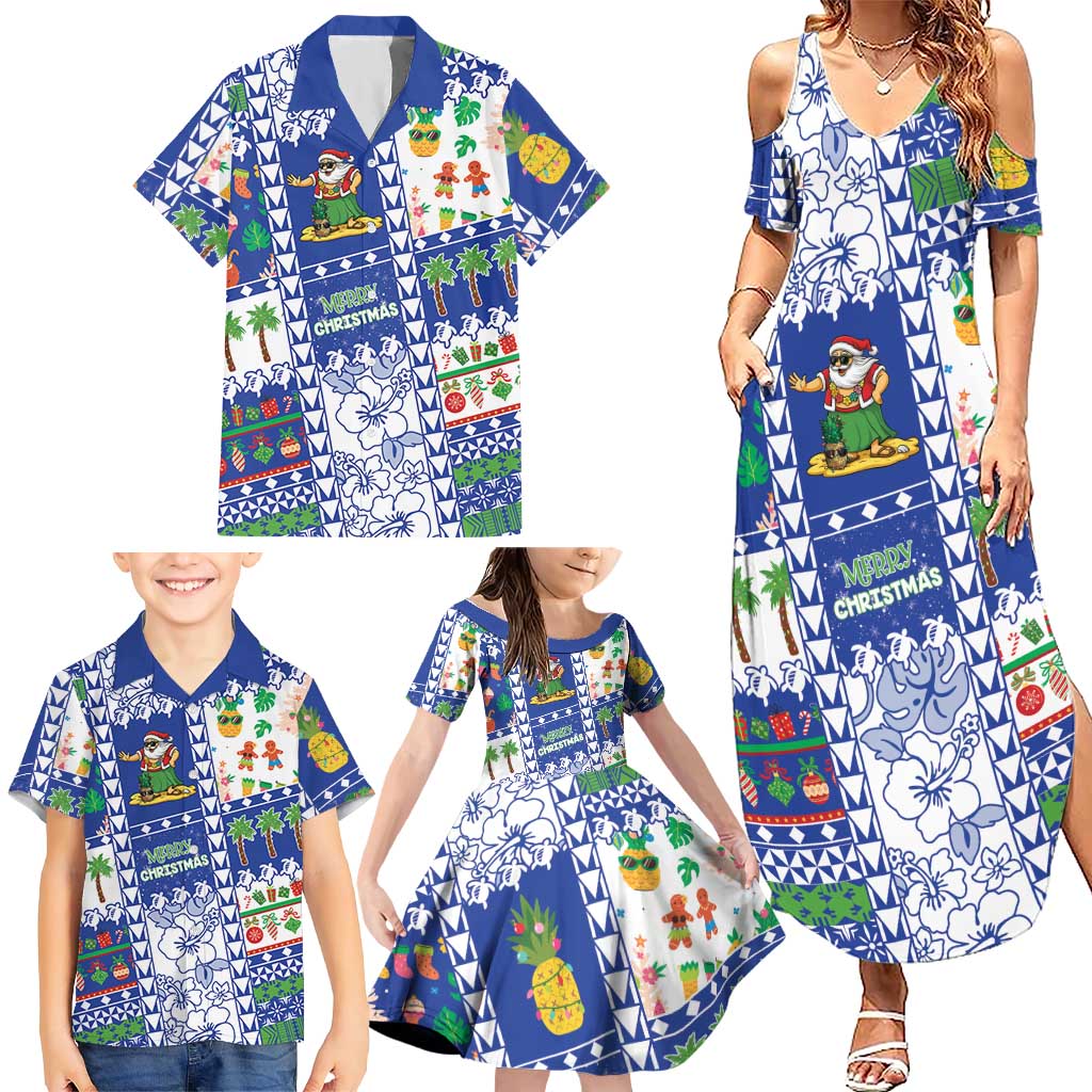Northern Mariana Islands Christmas Family Matching Summer Maxi Dress and Hawaiian Shirt Festive Beach Vibes - Polynesian Pride