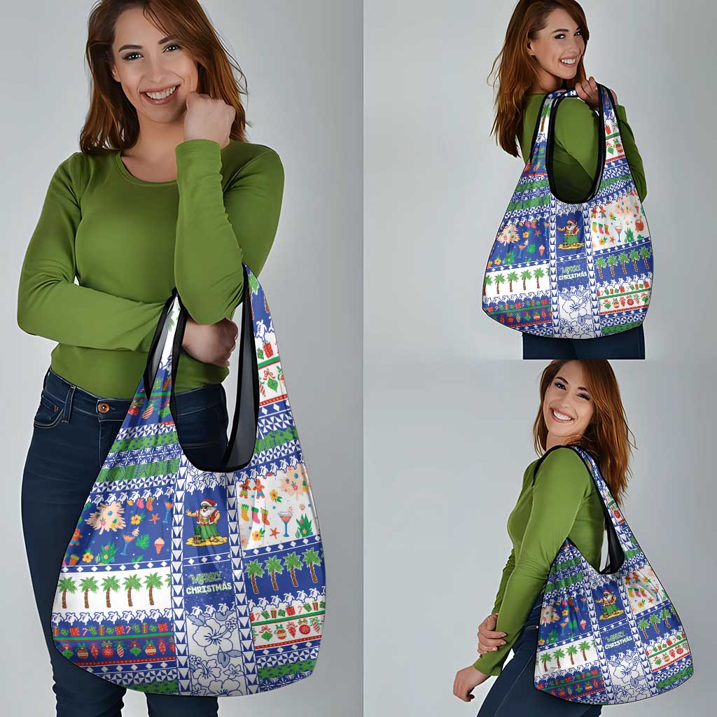 Northern Mariana Islands Christmas Grocery Bag Festive Beach Vibes - Polynesian Pride