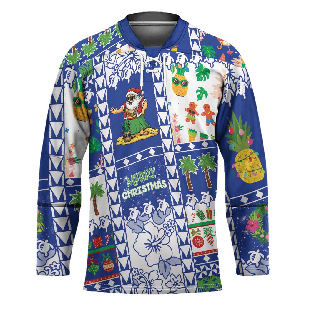 Northern Mariana Islands Christmas Hockey Jersey Festive Beach Vibes - Polynesian Pride