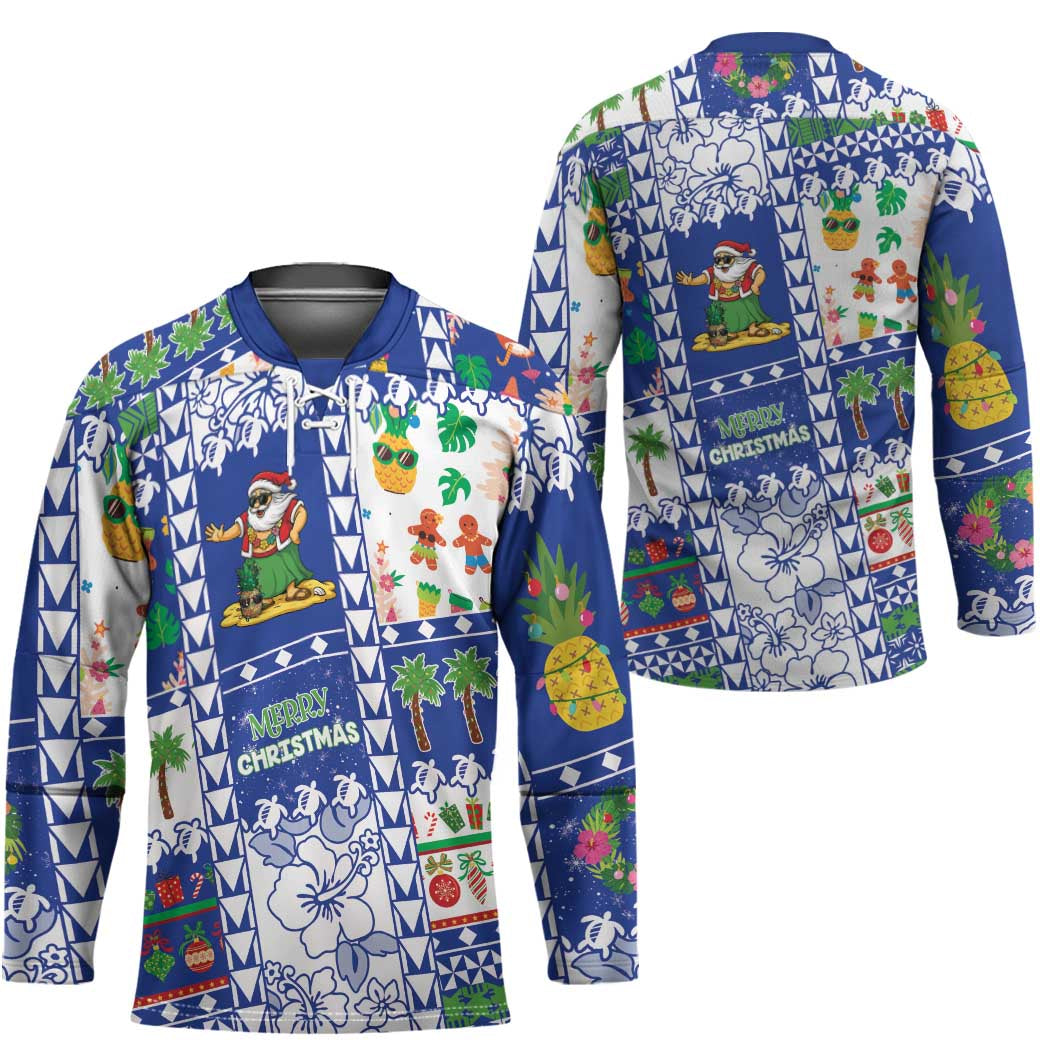 Northern Mariana Islands Christmas Hockey Jersey Festive Beach Vibes - Polynesian Pride