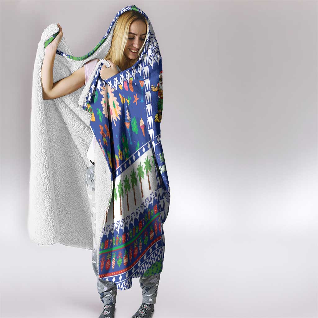 Northern Mariana Islands Christmas Hooded Blanket Festive Beach Vibes - Polynesian Pride