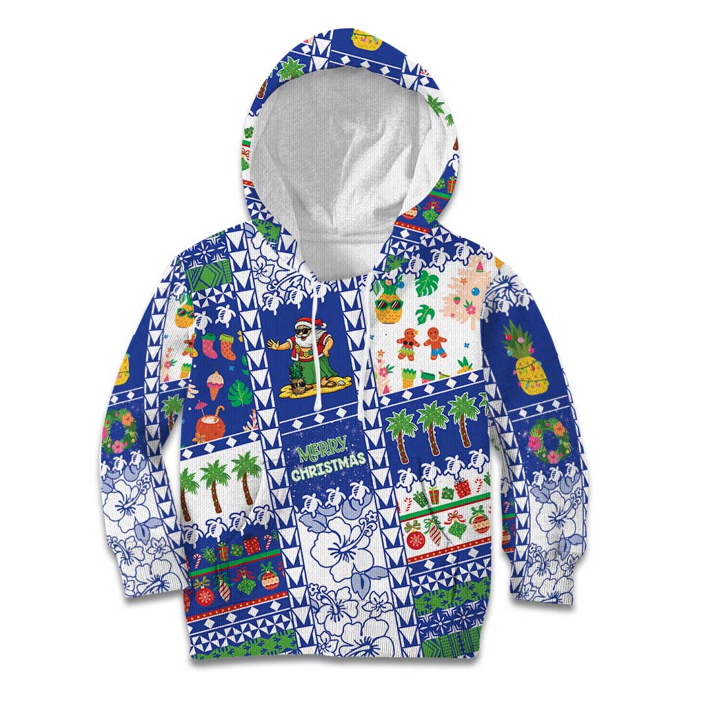 Northern Mariana Islands Christmas Kid Hoodie Festive Beach Vibes LT05 Hoodie Blue - Polynesian Pride