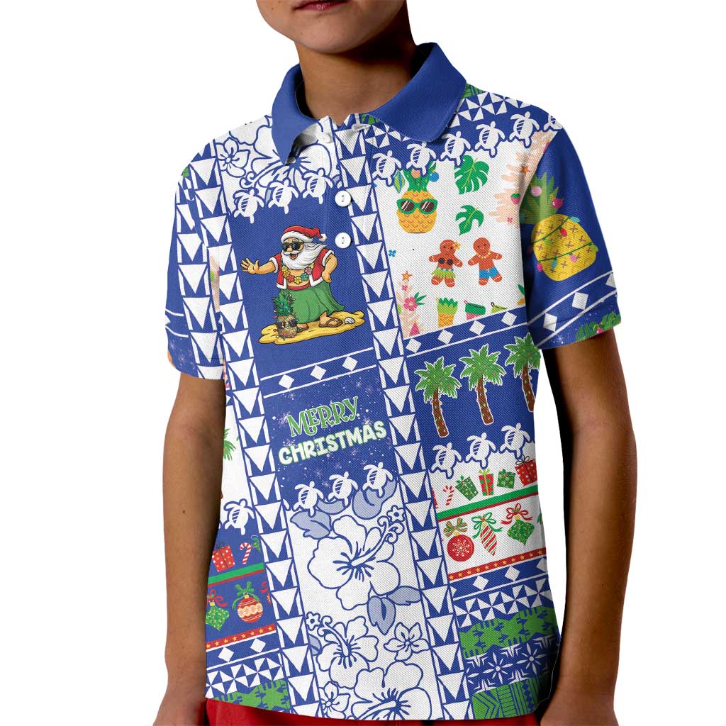 Northern Mariana Islands Christmas Kid Polo Shirt Festive Beach Vibes - Polynesian Pride