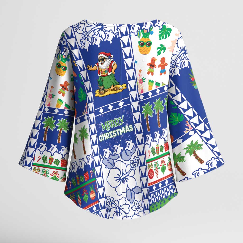 Northern Mariana Islands Christmas Kimono Sleeve Blouse Festive Beach Vibes LT05 - Polynesian Pride