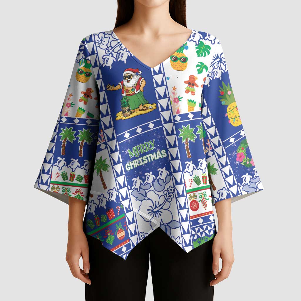 Northern Mariana Islands Christmas Kimono Sleeve Blouse Festive Beach Vibes LT05 - Polynesian Pride