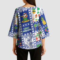 Northern Mariana Islands Christmas Kimono Sleeve Blouse Festive Beach Vibes LT05 - Polynesian Pride