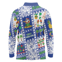 Northern Mariana Islands Christmas Long Sleeve Polo Shirt Festive Beach Vibes - Polynesian Pride