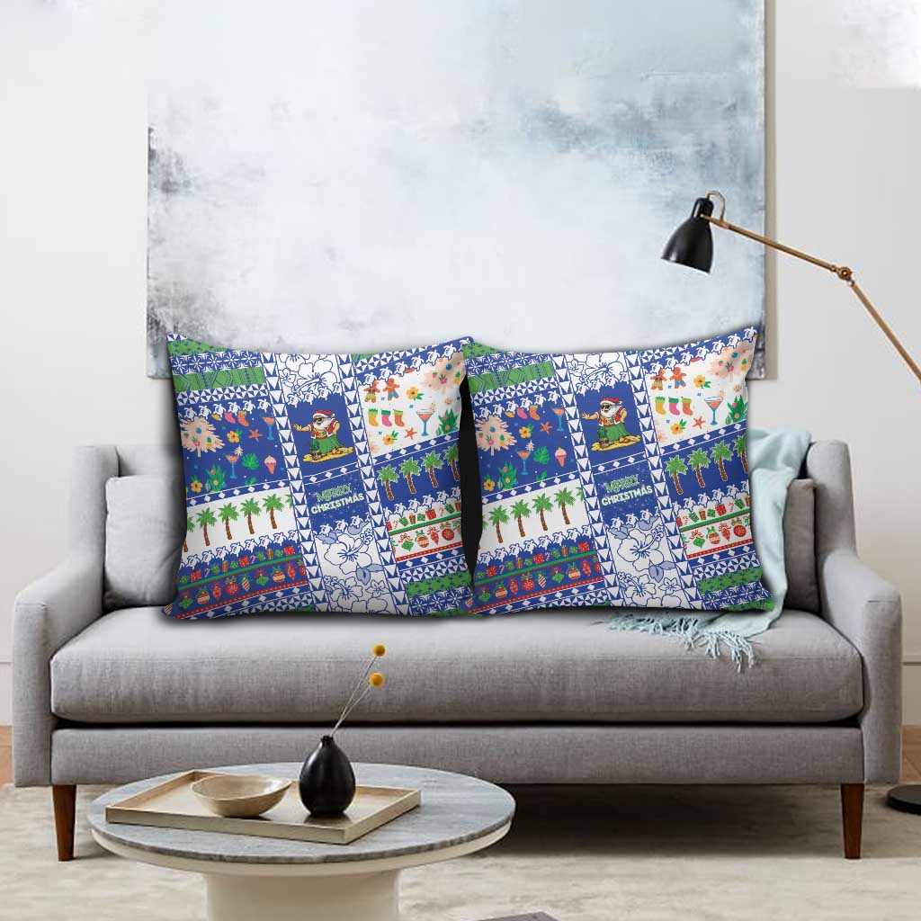 Northern Mariana Islands Christmas Pillow Cover Festive Beach Vibes - Polynesian Pride
