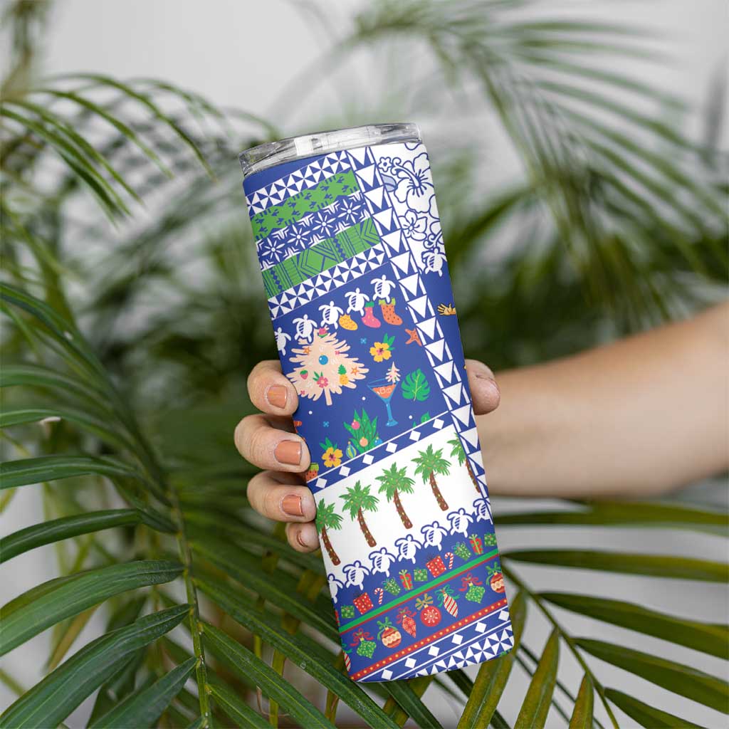 Northern Mariana Islands Christmas Skinny Tumbler Festive Beach Vibes - Polynesian Pride