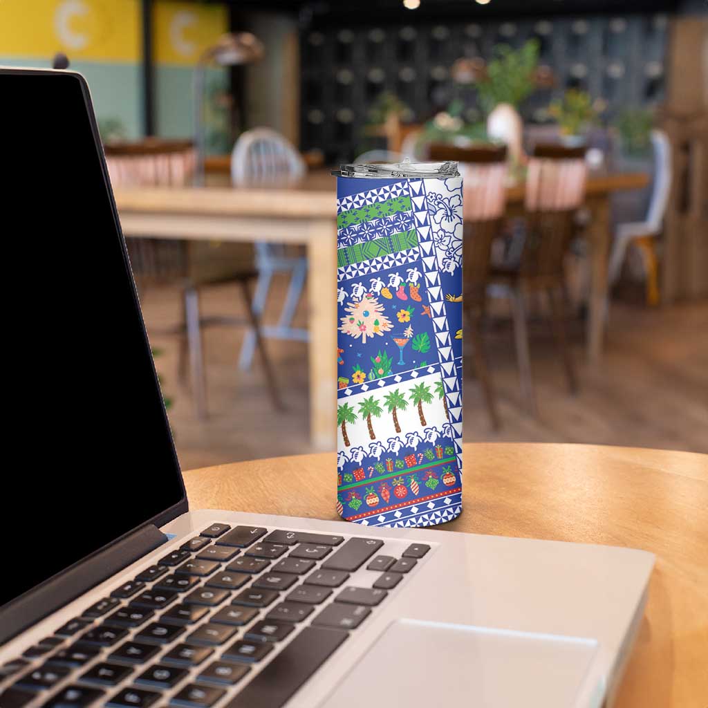 Northern Mariana Islands Christmas Skinny Tumbler Festive Beach Vibes - Polynesian Pride