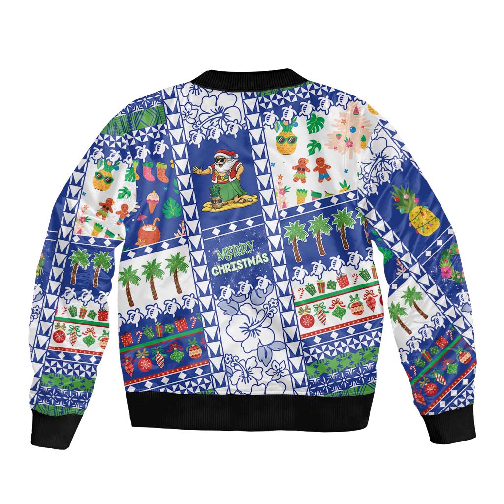 Northern Mariana Islands Christmas Sleeve Zip Bomber Jacket Festive Beach Vibes - Polynesian Pride