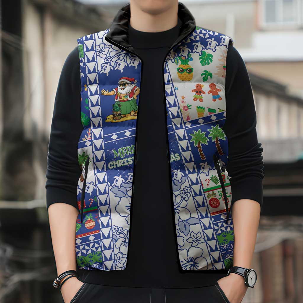 Northern Mariana Islands Christmas Sleeveless Puffer Jacket Festive Beach Vibes - Polynesian Pride