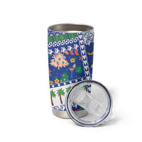Northern Mariana Islands Christmas Tumbler Cup Festive Beach Vibes LT05 - Polynesian Pride