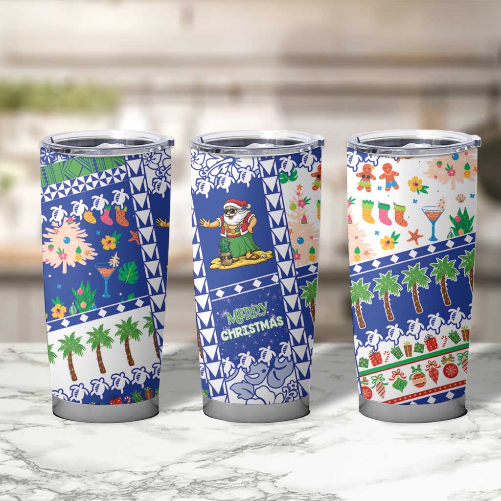 Northern Mariana Islands Christmas Tumbler Cup Festive Beach Vibes LT05 - Polynesian Pride