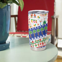 Northern Mariana Islands Christmas Tumbler Cup Festive Beach Vibes LT05 - Polynesian Pride